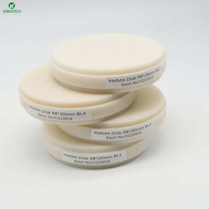 Single-layer PMMA dental vacuum block of bleach colors in prosthesis laboratory