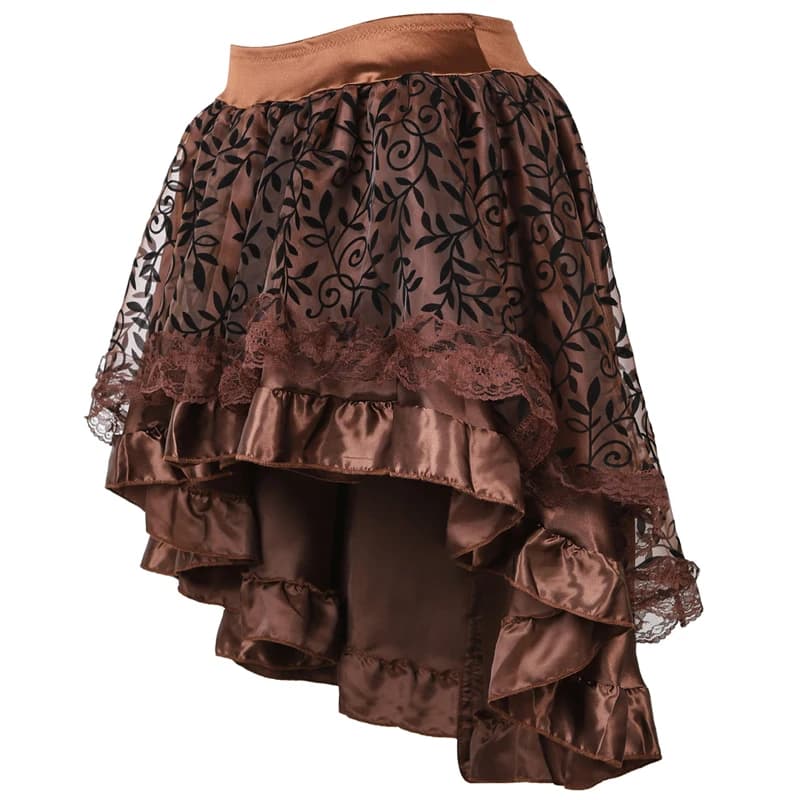 Gonne Donna Burlesque Corsetto Gonna a vita alta Multistrato in pizzo Costumi vittoriani Gonna gotica Steampunk Corsetto abbinato Nero