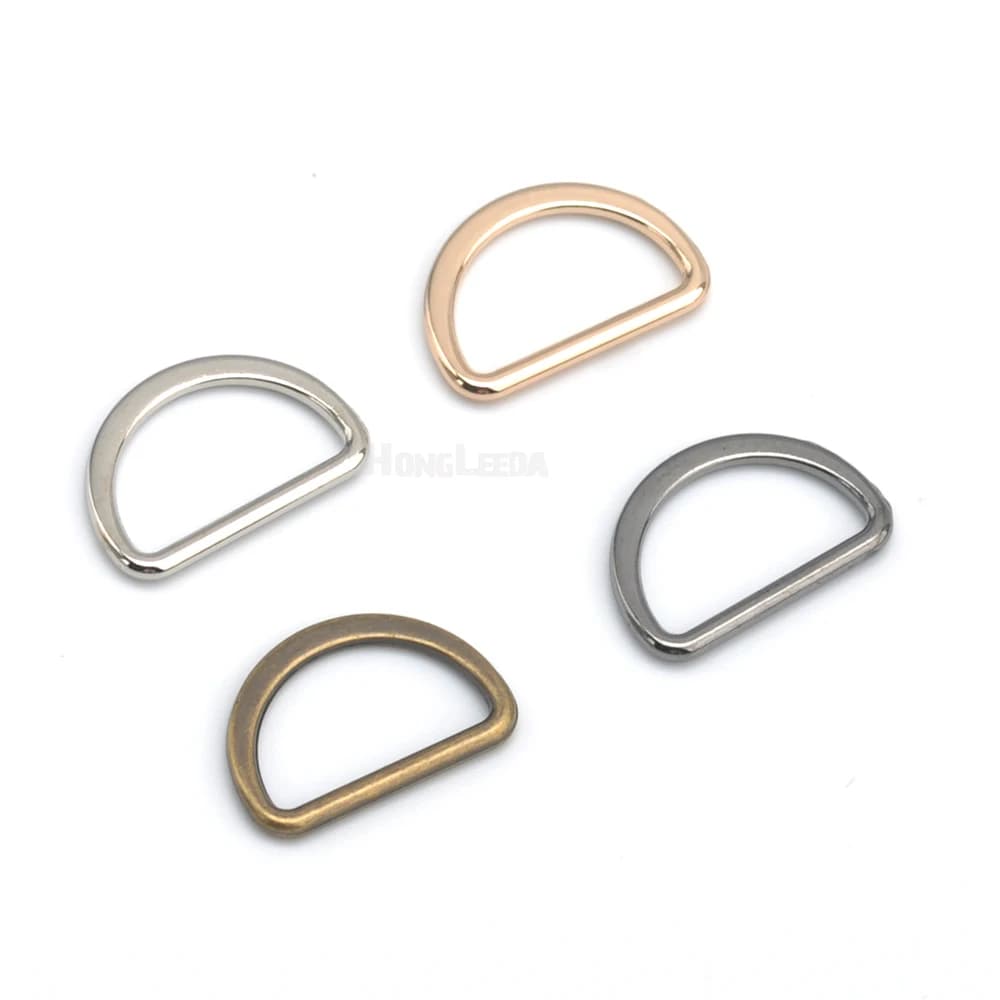 200 pz/lotto 16mm metallo piatto lega D Dee anello fibbie regolabili nichel, nero, oro, bronzo per tracolla FDR-16mm