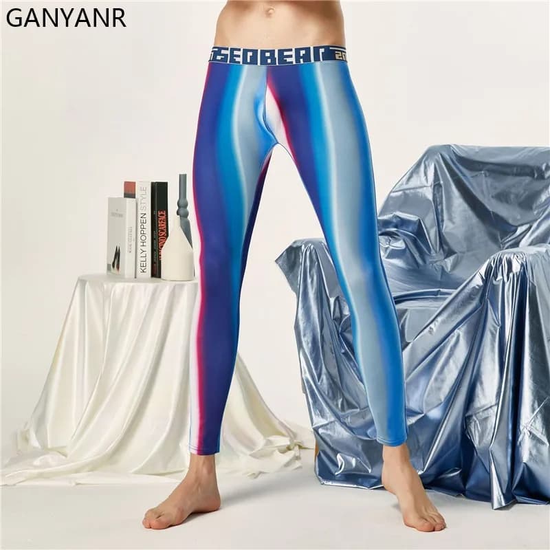 GANYANR Running collant uomo pantaloni a compressione palestra abbigliamento sportivo Leggings Fitness Jogging Sexy basket Yoga inverno allenamento lungo