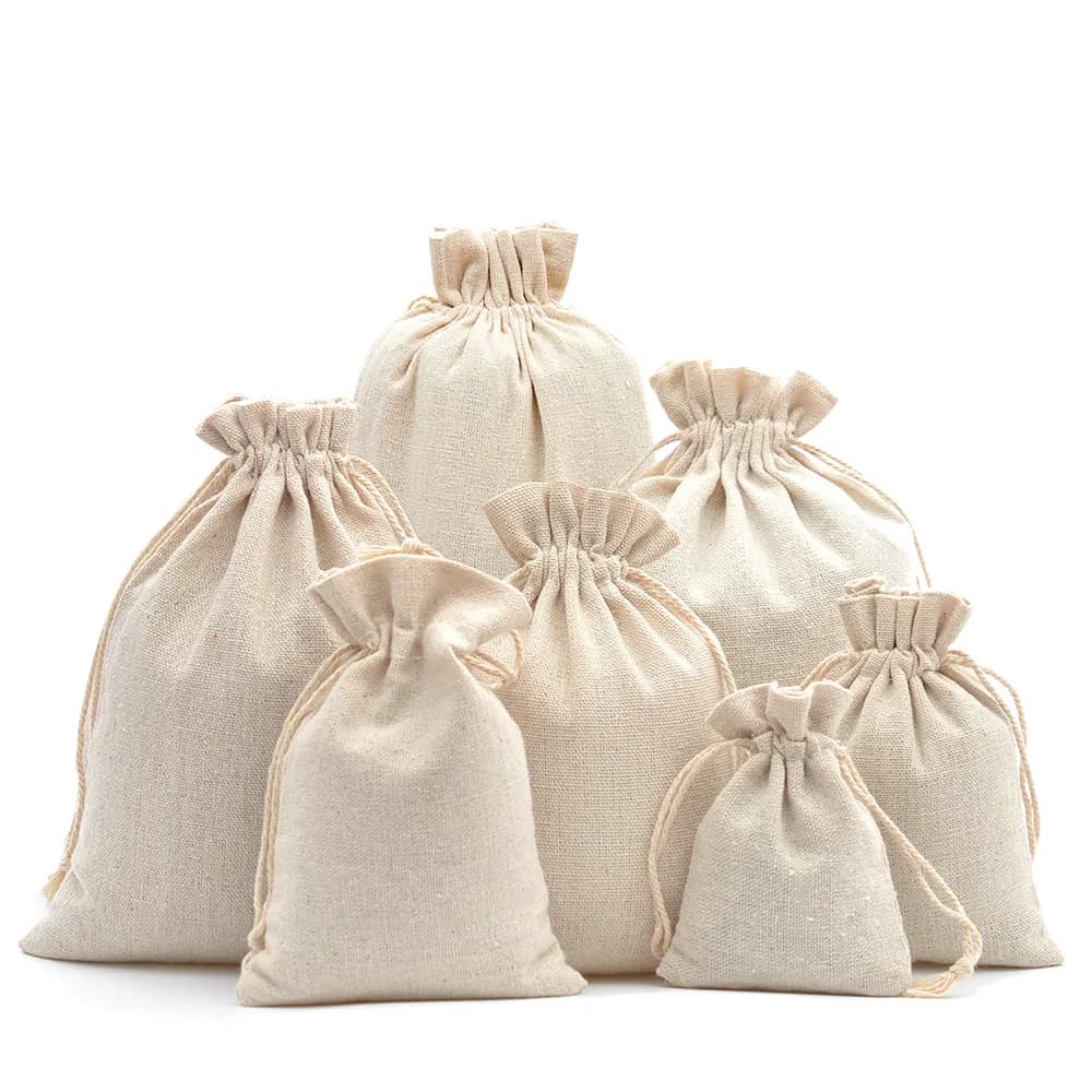 10 sacchetti regalo in cotone e lino con coulisse, sacchetti per imballaggio in tela, sacchetti portaoggetti per gioielli natalizi da sposa, antipolvere