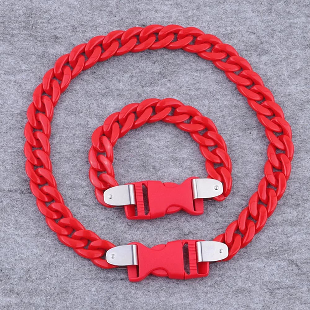 Nuova collana con pendente a maglie acriliche per uomo donna punk resina catena cubana fibbia lunga collane girocollo gioielli di moda regalo