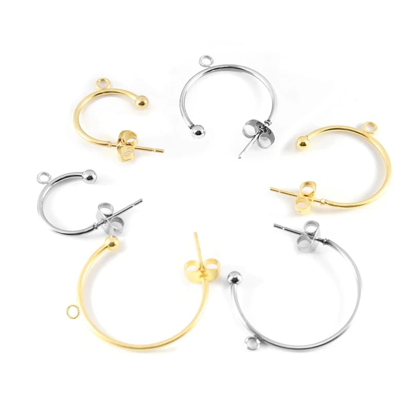 6pcs Stainless Steel C-shaped Ear Hook Earring Pendant Earrings Accessories Ear Pin DIY Handmade Earring Jewelry Making Findings