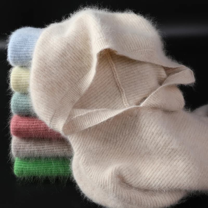 2025 Primavera Inverno 100% puro visone maglione di cashmere da donna lavorato a maglia con cappuccio caldo da donna Grade Up maglioni e pullover morbido caldo top