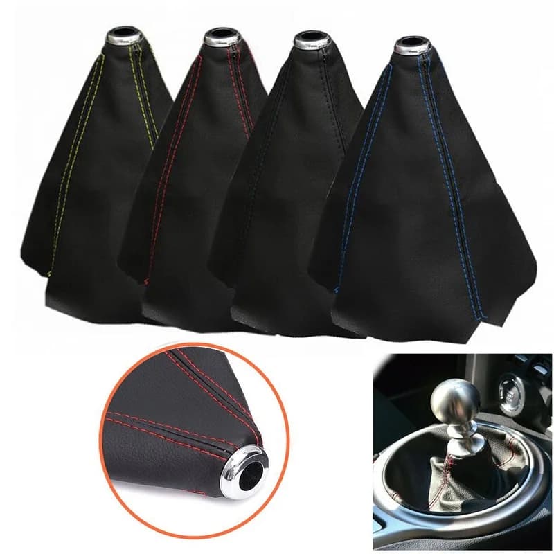 Collare del cambio per auto in pelle PU universale da 16 mm, in fibra di carbonio, per auto automatica, leva del cambio manuale, pomello del cambio, leggings