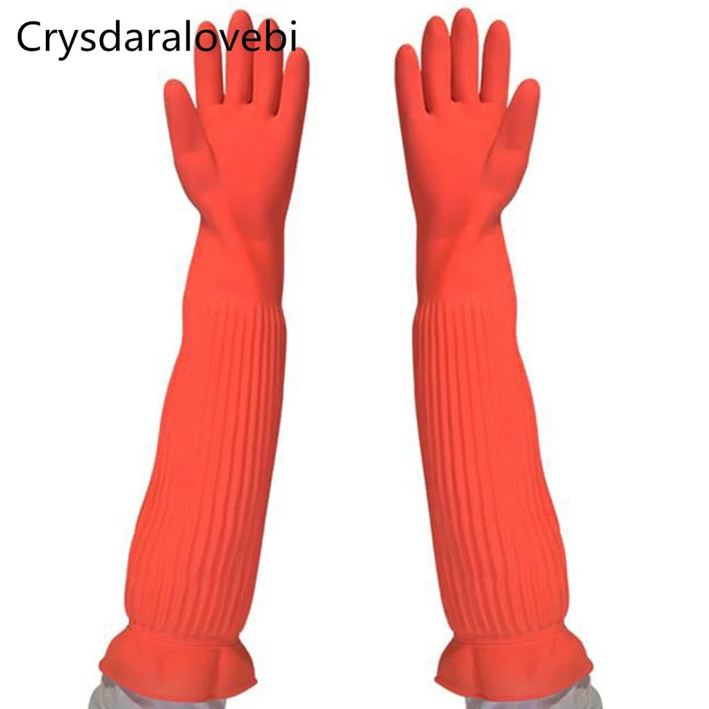 1 pz allungare Ultra lungo 45/55cm guanti di gomma impermeabili ciotola piatto guanti di lattice guanti di gomma lavare auto e fare lavori domestici