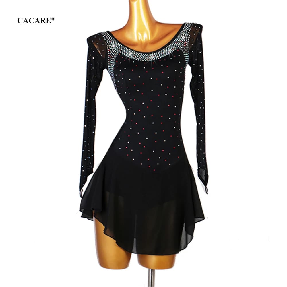 CACARE Jersey Pattinaggio di Figura Vestito Delle Donne Delle Ragazze Concorso di Hockey su Ghiaccio Pattinaggio Abiti Costumi di Ballo Latino Giacca a Maglia 0873