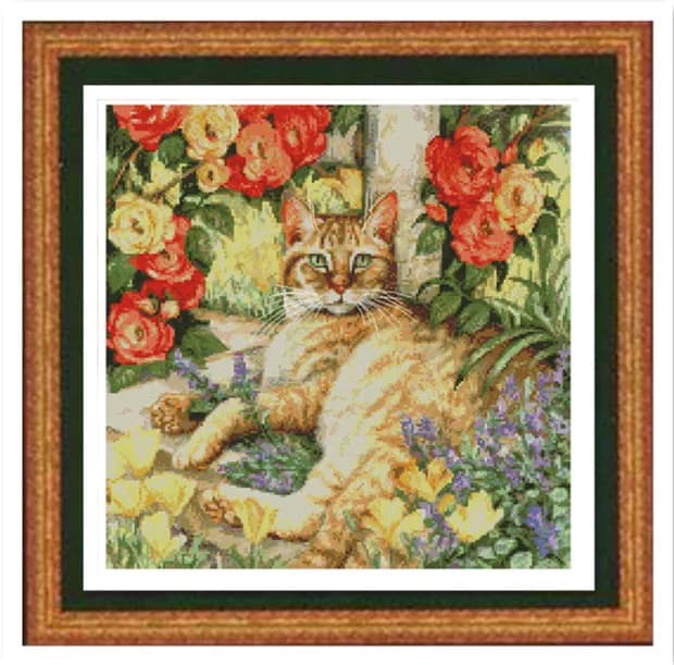 Cat in the flowers Top Quality Cross Stitch Kits 16CT 18CT 14CT Unprinted Sewing kit Embroidered Art Handmade Home Decor