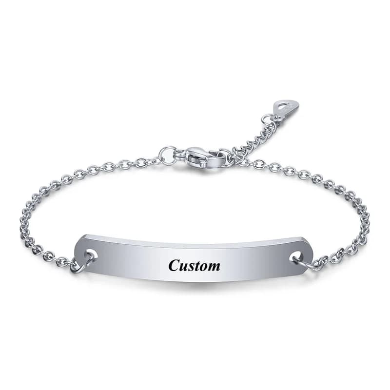 Pendant Bracelets Nameplate Gift Custom Personalized Jewelry Handmade Stainless-Steel Bracelets for Women Men Engraved Letters