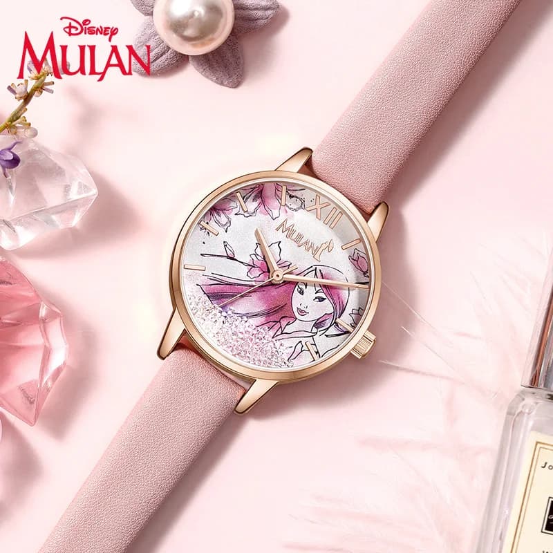 Disney for Women's Watch Mulan Women's Cartoon Fashion Casual Quartz Wrist Watch Style Chinese Waterproof Girls New Watch Gift