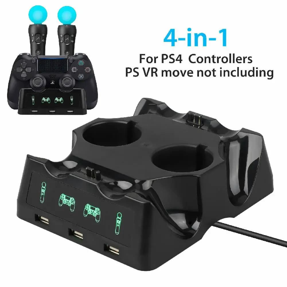 Supporto per stazione dock di ricarica per controller 4 in 1 per Playstation PS4 PSVR VR Move Quad Charger per controller PlayStation