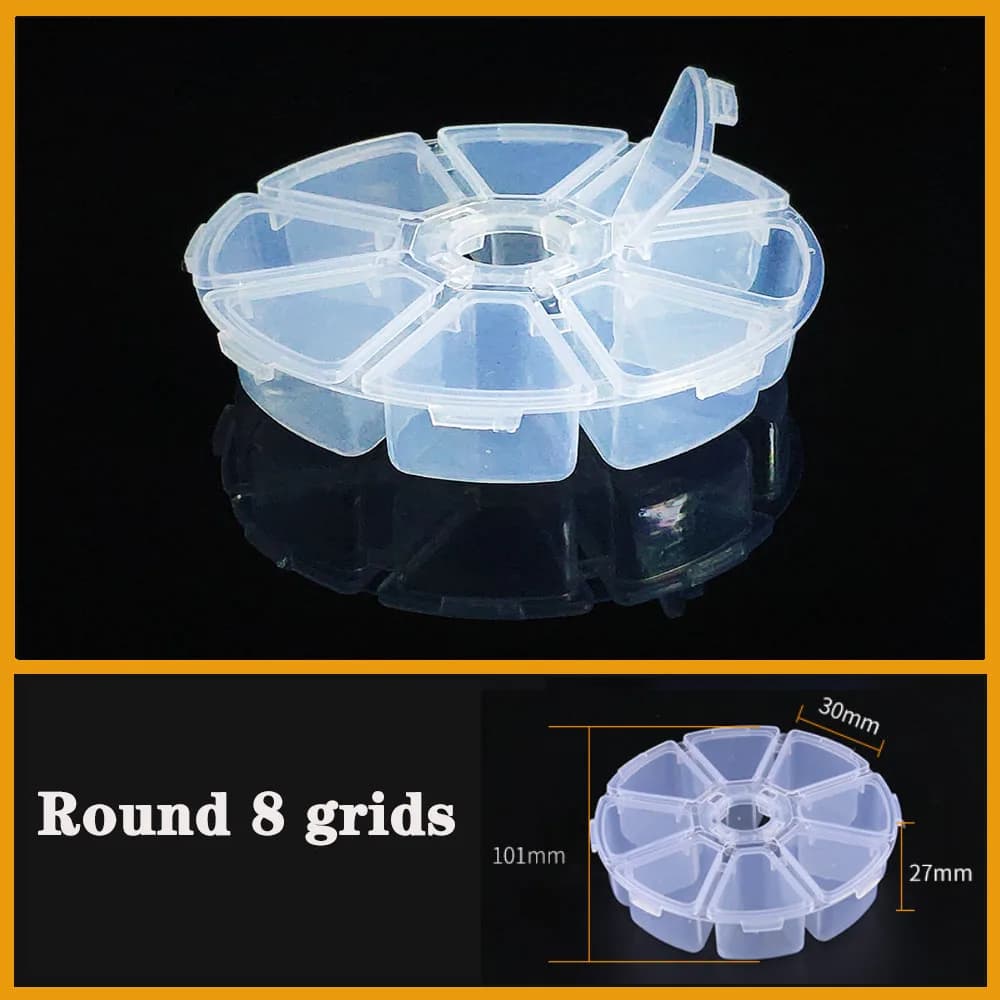 Contenitore rotondo 8 griglie scatola di plastica pratico scomparto regolabile custodia per perline custodia per viti Organizer per custodia