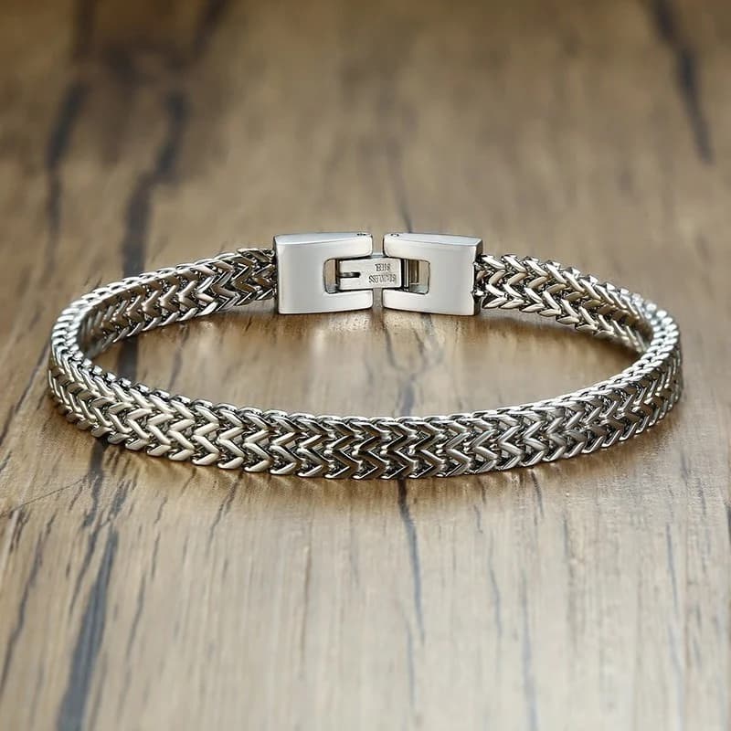Bracciali a catena da uomo alla moda Vnox, cinturino in acciaio inossidabile 6.5MM-12.5MM a due fili, gioielli da uomo Rock Punk Biker