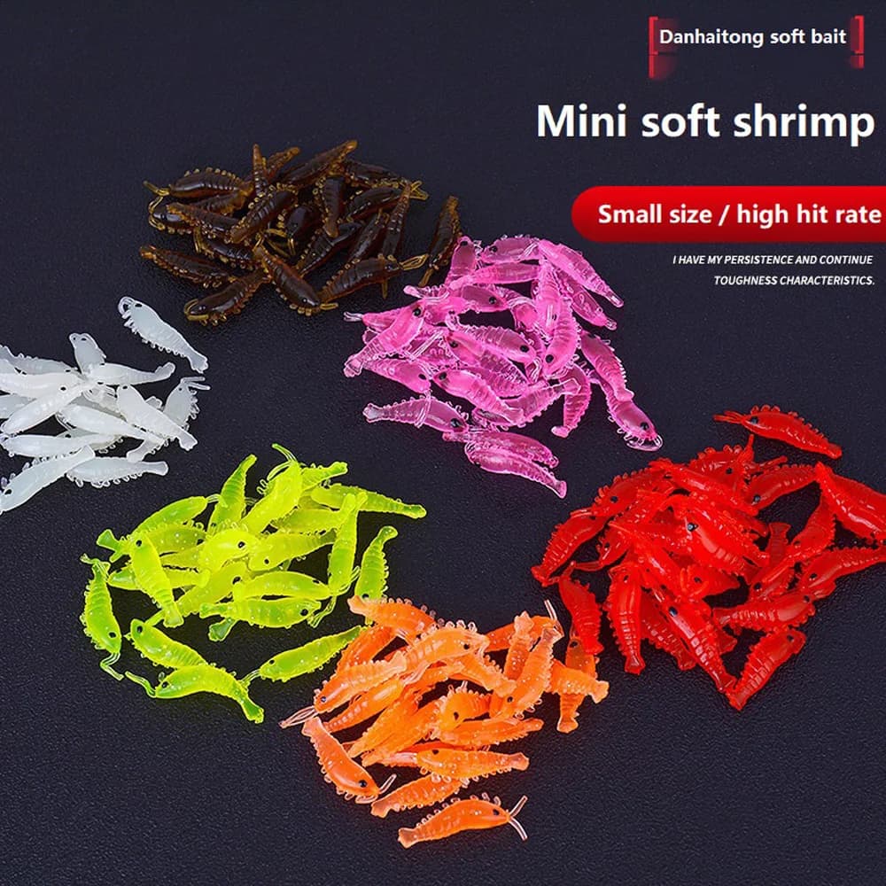10-50 pz/lotto Gamberetti Esca Molle Del Silicone Esche Da Pesca 2.8 cm/0.3g Bagliore Luminoso Verme D'acqua Dolce Nuovo Modello Pesca attrezzatura da pesca