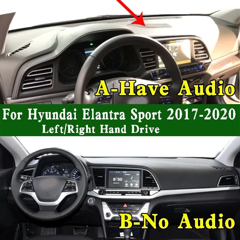 For Hyundai Elantra Sport MK6 2017-20 Dash Zerbino Cruscot Cover Panel Tools Protection Solar Pad Protective Anti-Spot Try Dash Zerbino