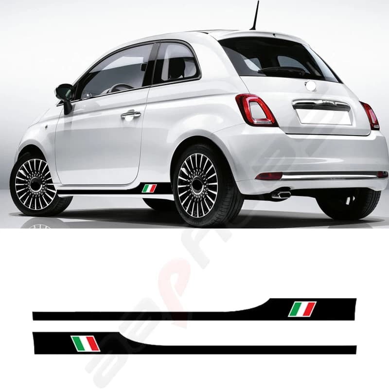 1 Pair Car Side Skirt Sticker for Fiat 500 Auto Body Decor Long Stripes Italy Flag Stylish Vinyl Flim Decal Car Accessories