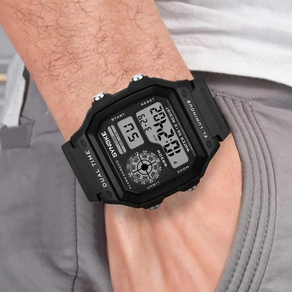 SYNOKE Men's digital watches Sports chronograph Waterproof Male ultra-thin electronic wristwatches Relogio Masculino
