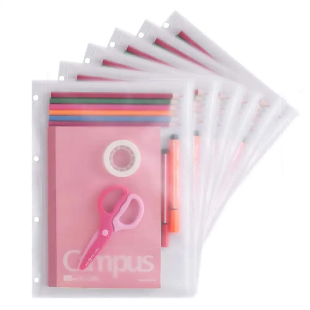 Formato A4 4 anello trasparente PVC cerniera raccoglitore tasca inserti pagine organizzatori carta di plastica documento File foglio foto maniche protettive