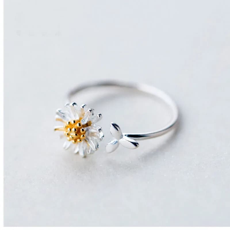 Anelli di apertura eleganti con fiore margherita in stile coreano Anelli di barretta di fidanzamento regolabili per feste di nozze Regalo di gioielli di dichiarazione