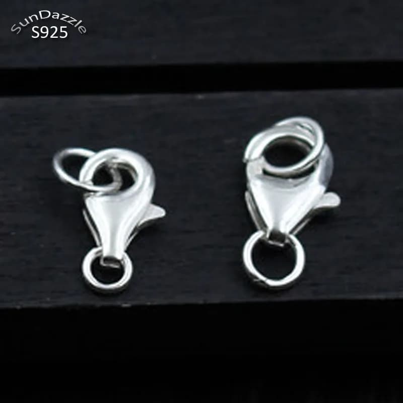 2 pz Reale Puro Solido 925 Sterling Silver Aragosta Primavera Catenacci Gancio Artiglio Fibbia Con Anello Chiudi Connettore Creazione di Gioielli Trovare
