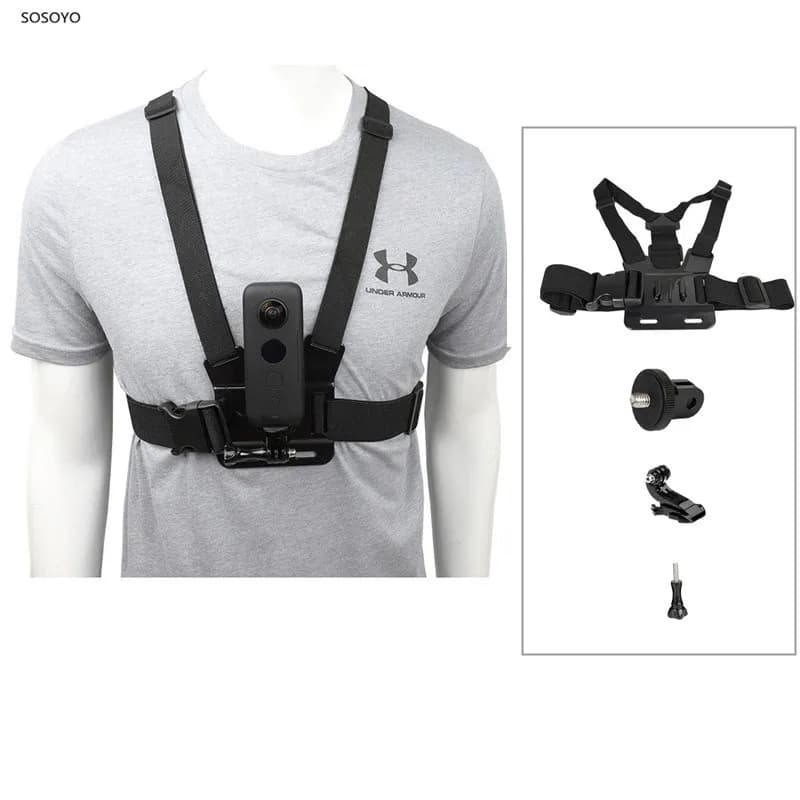 Set di adattatori per treppiede da 14 pollici in alluminio con base fissa per fascia toracica per fotocamera panoramica per accessori Insta360 ONE X Xiaomi Yi 4K