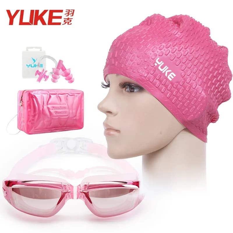 Women's Swimming Protection Men's Eyewear Myopia Silicone Nacion Hat Waterproof Swimming Pool Diving Earplug Set Diving Glasses