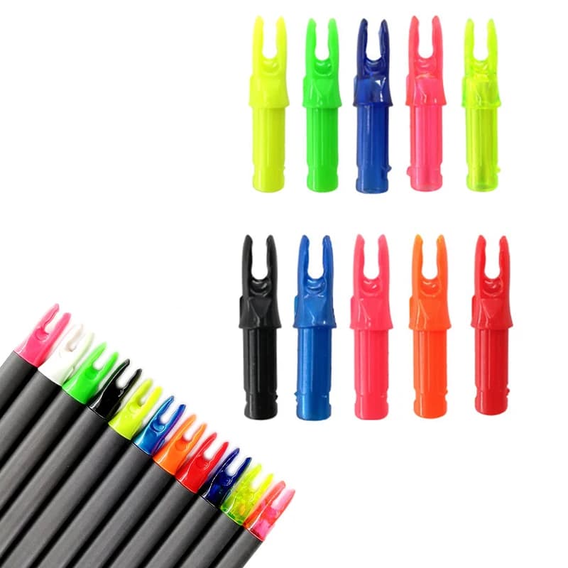 100PCS Tiro con l'arco Freccia Nocks per ID6.2mm Frecce in fibra di vetro di carbonio Albero composto Arco ricurvo Bersaglio da caccia