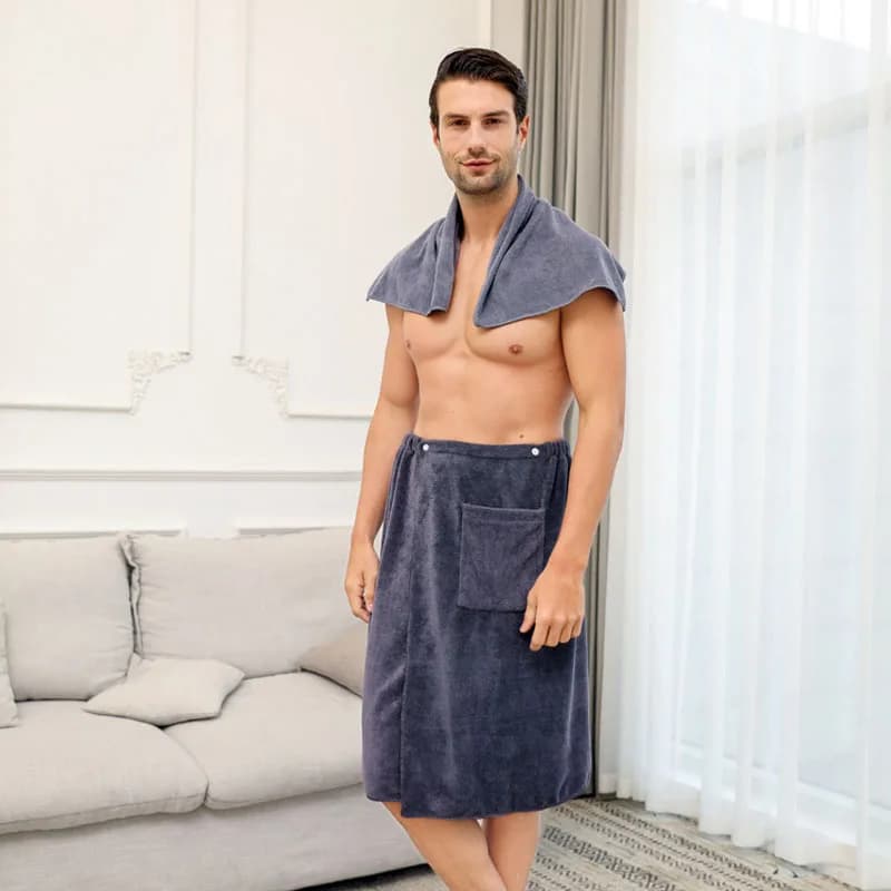 1 Men's wearable towel set in microfiber swimming soft beach towels for home towels textile men's bathrobe