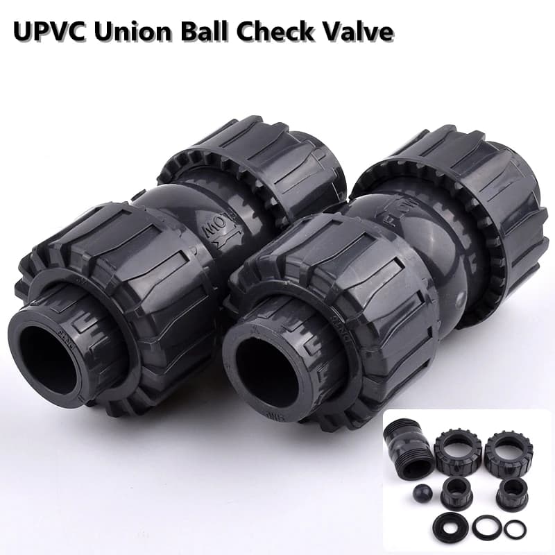 1pc 20 ~ 63mm UPVC Union valvola di ritegno a sfera PVC valvola di ritegno in plastica serbatoio di pesce acquario giardino irrigazione accessori per il trattamento delle acque