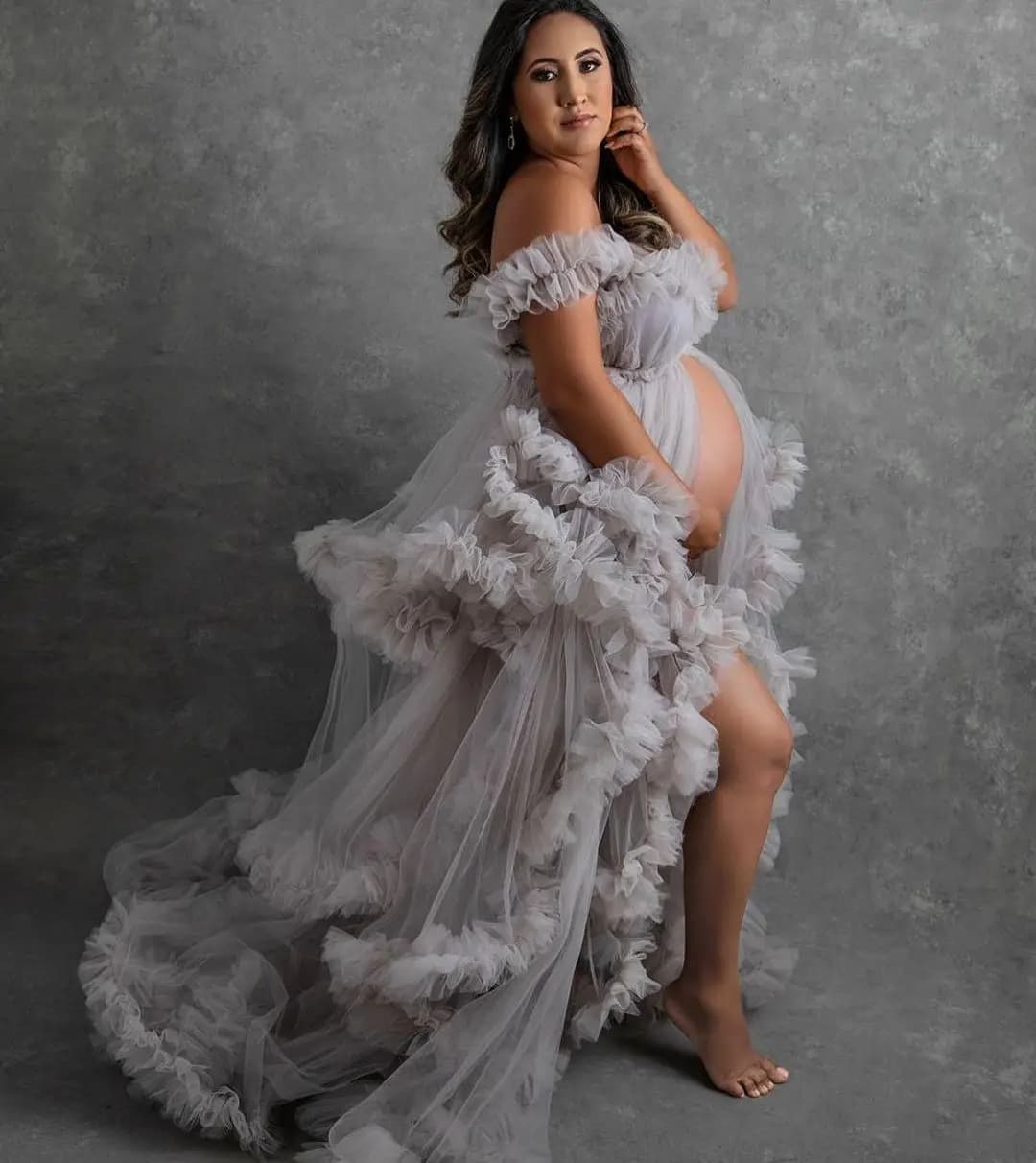 Ballroom with uncovered shoulders, Maternity dresses for photo shoot, custom boudoir lingerie, robe, nightwear, maternity dresses