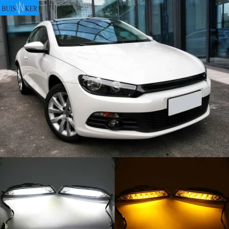 Per VW Scirocco 2008-2013 Auto Anteriore LED indicatore laterale Lampada Ambra Indicatori di direzione e Luci di marcia diurna DRL bianche