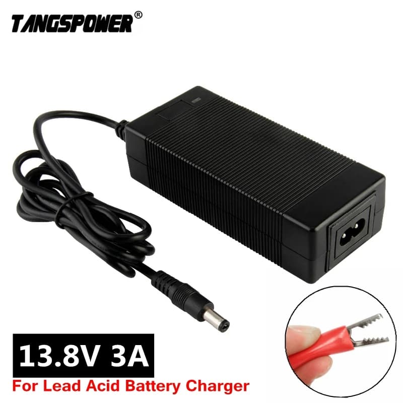13.8V 3A Lead Acid Battery Charger for 14.4V Lead-Acid Battery Power Tool Charger with Alligator Clip Connector Crocodile Clip