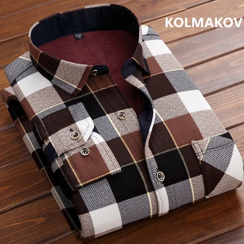 2025 inverno moda uomo smart casual a righe camicie a maniche lunghe, autunno uomo addensare camicia slim fit camicia maschile full size M-4XL