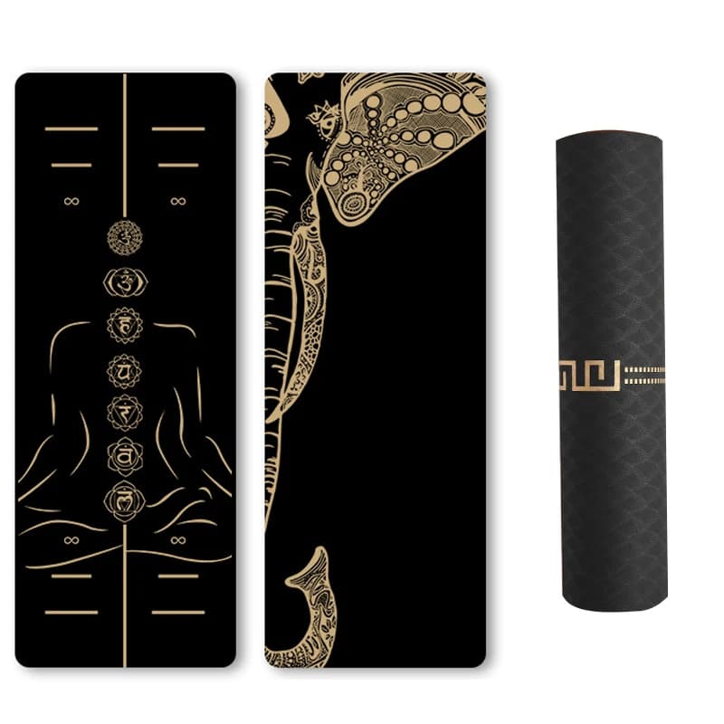 Luxury Black Gold Yoga Mat 6mm TPE Body Building Fitness Exercise Mat tres covered by Yoga Non-slip Mats from Yoga Mats