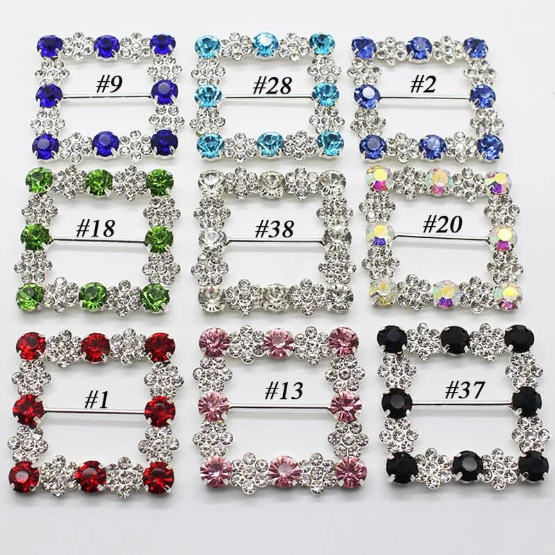 Nuovo 45X45MM 2 pezzi moda quadrata cristallo strass fibbie biglietto d'invito di nozze decorazione accessori per capelli fai da te