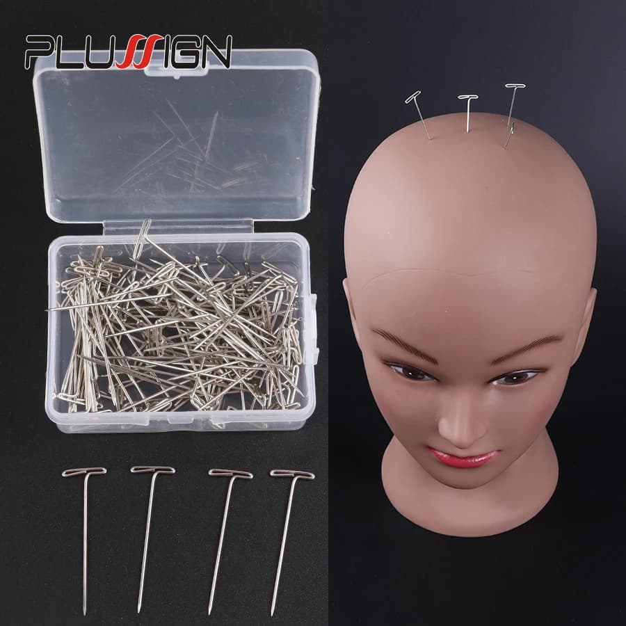 Plussign Perni a T per parrucche da 1,5 pollici per contenere parrucche Estensore per capelli Parrucca che produce blocchi di maglieria Modellazione e artigianato 50 pezzi Perni a T