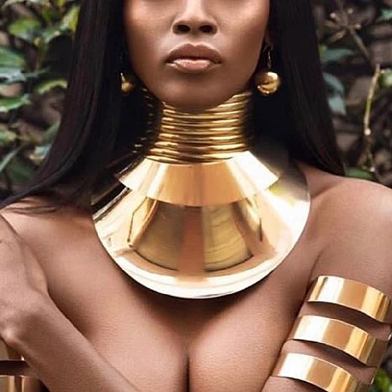 MANILAI Collane di dichiarazione africane Grandi coppie in lega per le donne Collana girocollo con colletto grande Gioielli Steampunk dal design Boho