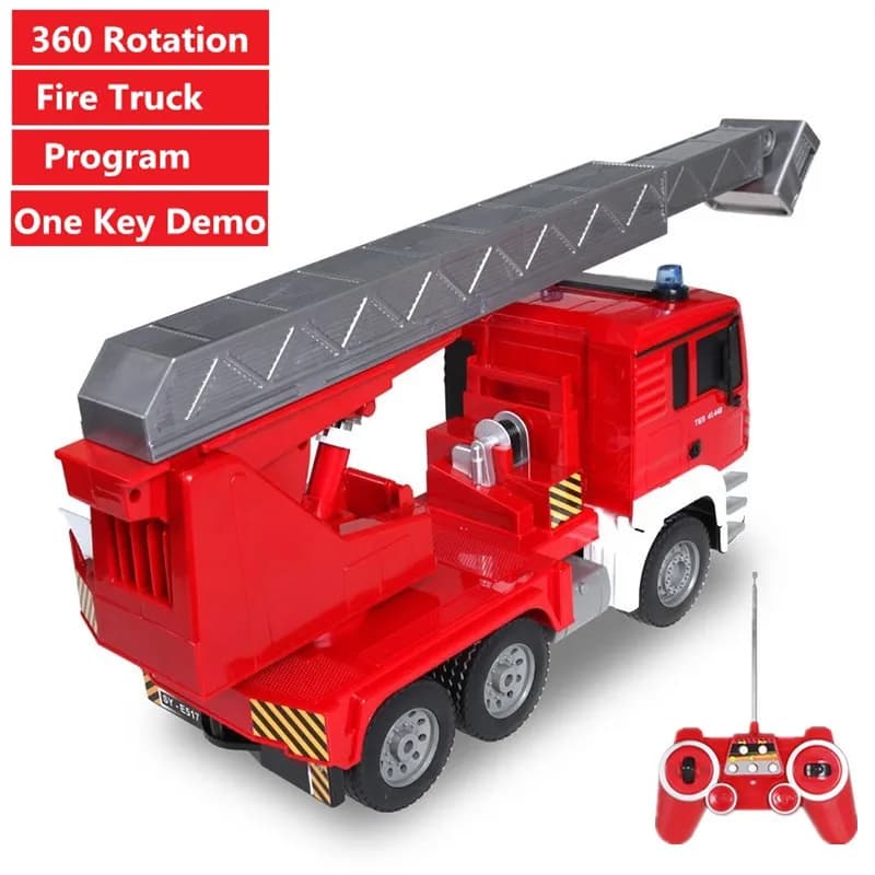 Nuovo aggiornamento: Camion dei pompieri telecomandato 2.4G con funzione spray, auto giocattolo con ribaltamenti 3D e rotazione a 360 gradi, auto dei pompieri giocattolo educativa, regalo per bambini