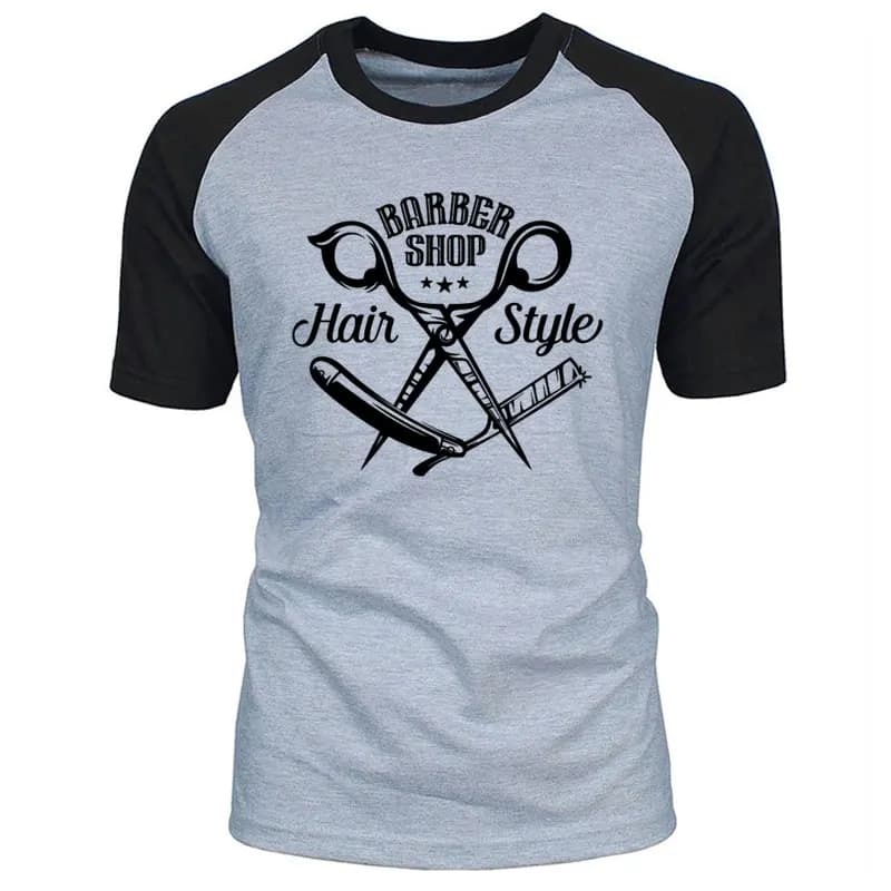 Barbiere Forbici Dei Capelli di Stampa O-Collo 100% Cotone Barbiere Tshirt Tee Casual Formato Allentato di Nuovo Modo di Estate Mens T Shirt