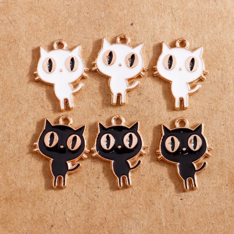 10 pendenti con ciondoli per gatti animali in smalto carino per la creazione di gioielli, collane, orecchini, braccialetti, accessori fai da te