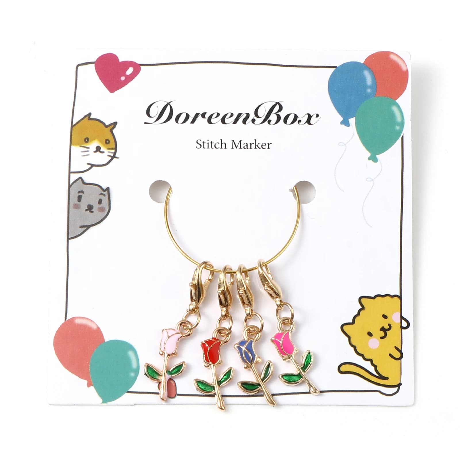 4 pezzi smalto rosa pendenti blocco punti marcatori Matel fiore uncinetto fermo ferri da maglia kit di pennarelli artigianali fai da te strumento per cucire