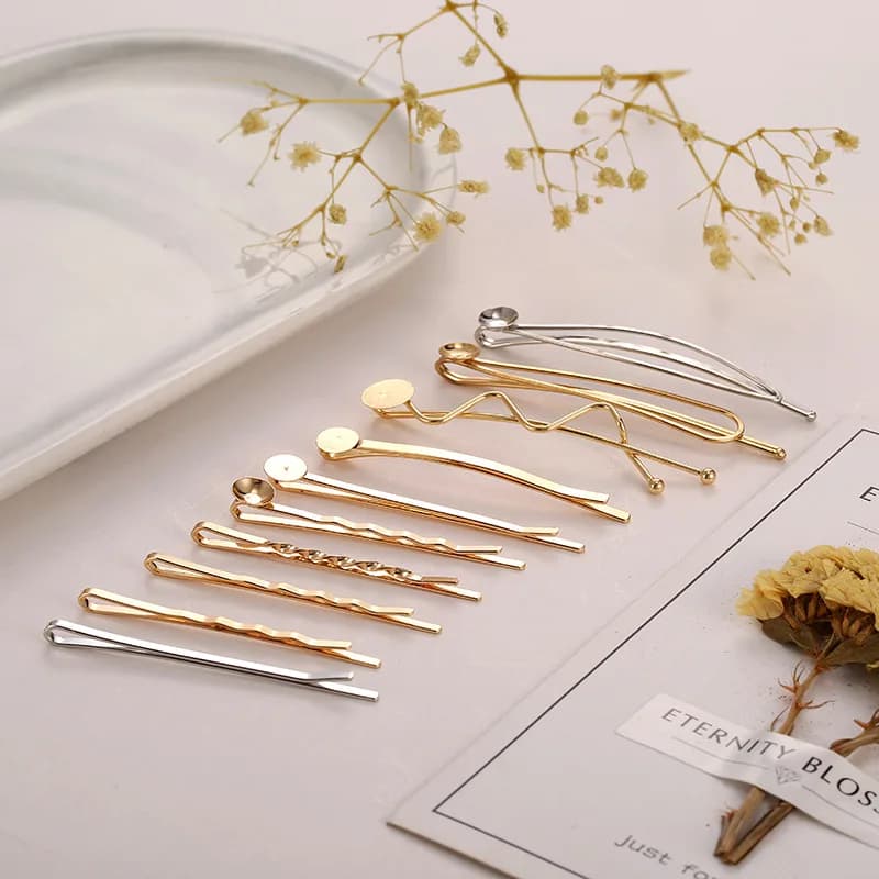10PCS/Pack KC Gold Color Hair Pins Clips Wedding Hair Jewelry for Women Girl DIY Hair Clips Jewelry Making Findings Wholesale