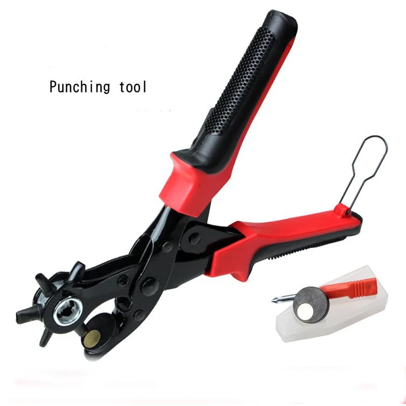 Punzonatura Leathercraft per perforazione in pelle per cinture cucitura pinza perforatore occhiello Piercer strumenti artigianali in pelle