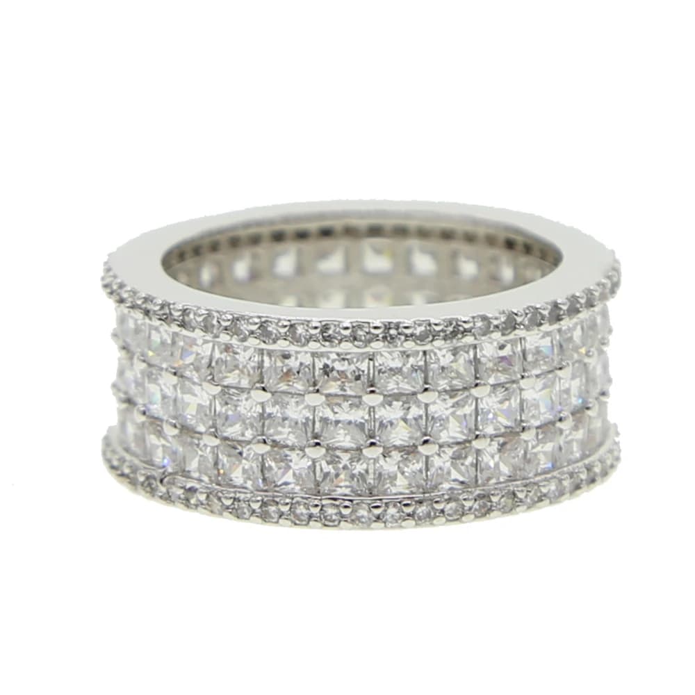 sparking bling wide full cz wedding engagement band ring 5A cubic zirconia stacking cz eternity band finger rings