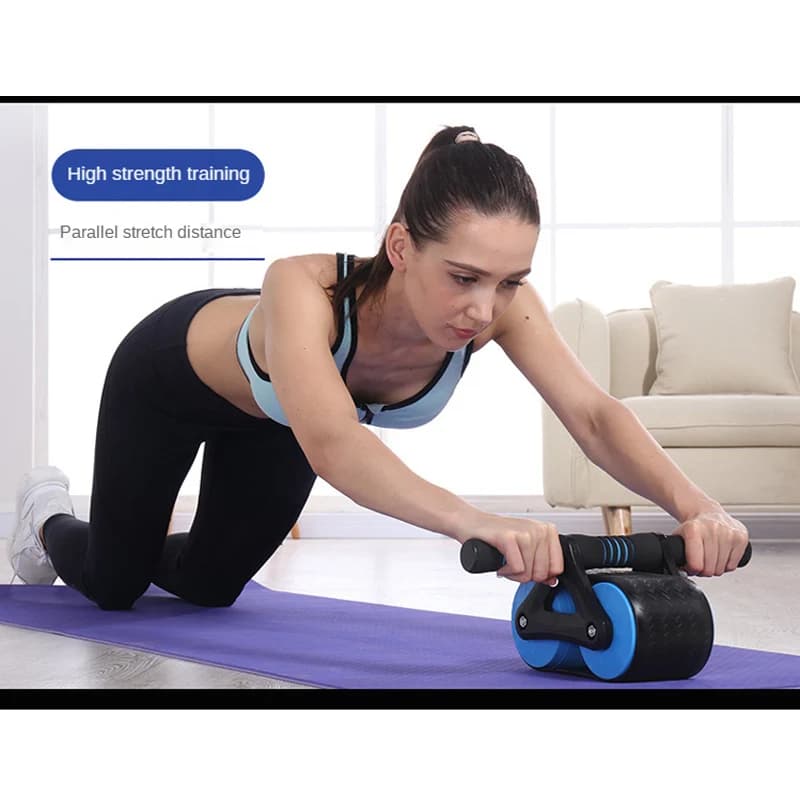 Ab Roller Rebound Automatic Double Wheel Abdominal Muscle Sliding Wheel Man Woman Fitness Equipment Mute roller with kneepad