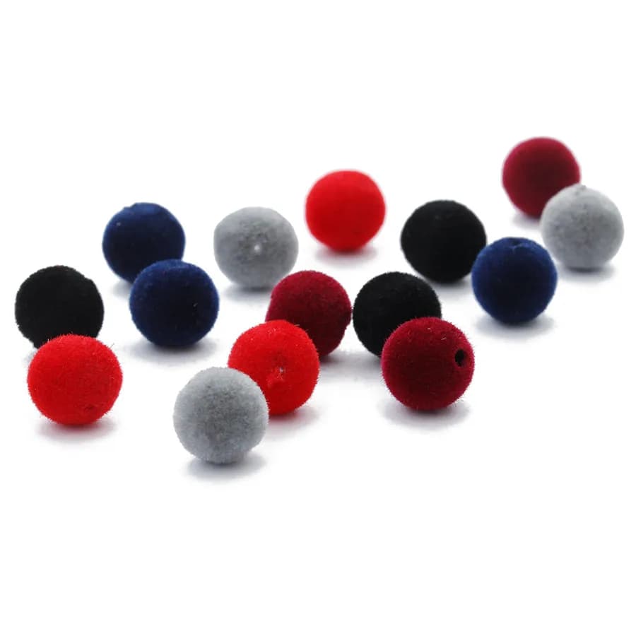 100 pz 8mm Perline Rotonde Pompon Velluto Tessuto Resina Allentato Del Distanziatore Foro di Perline 1mm per la Collana Del Braccialetto Risultati Dei Gioielli FAI DA TE