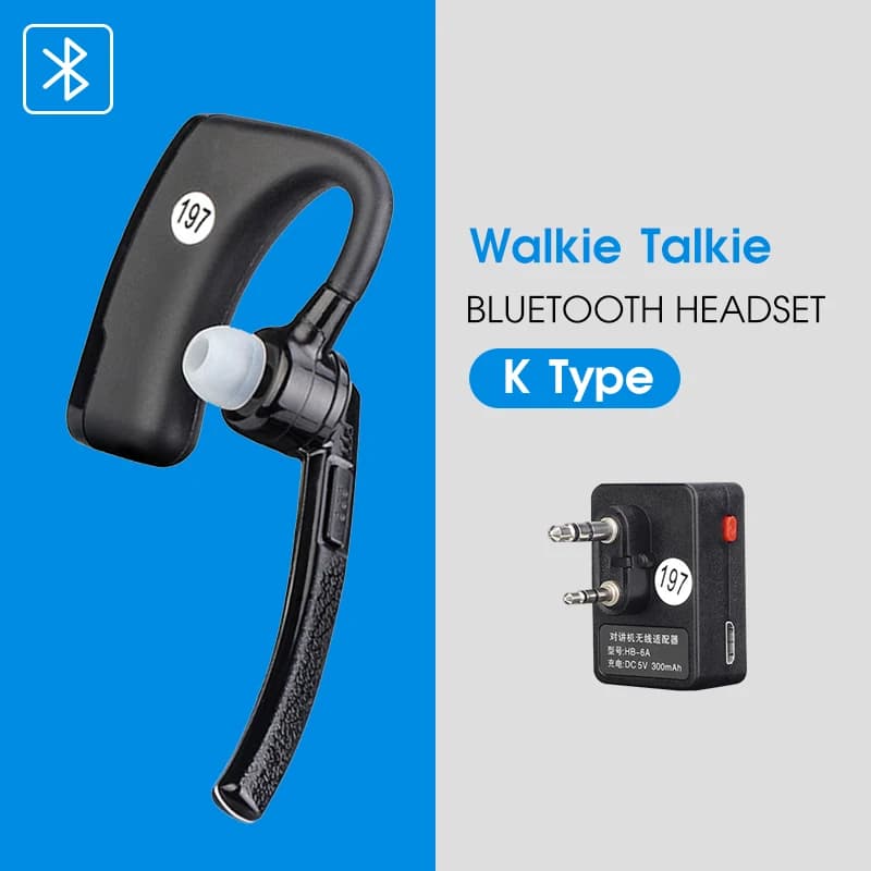 Bluetooth Wireless PTT Hands-Free Type K Headset with Radio Transceiver Baofeng