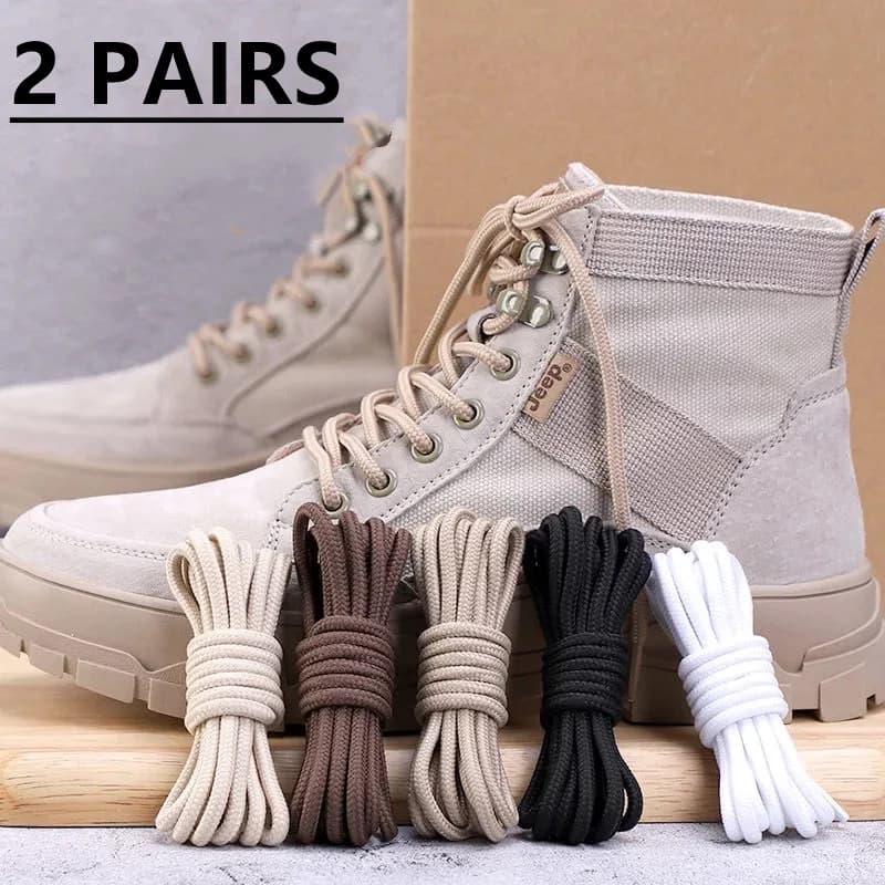 2 paia di lacci rotondi solidi e rotondi, lacci beige, durevoli, in poliestere, stivali bianchi, stivali da trekking, scarpe da neve in pizzo