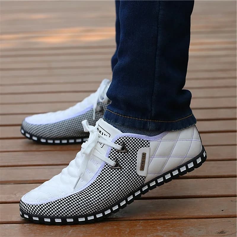 Men's Leather Shoes Casual Men's Shoes Autumn White Gymnastics Lightweight And Breathable Driving Shoes Business Men's Shoe
