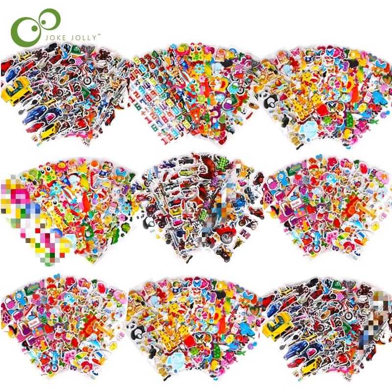 40 fogli di cartoni animati per auto, aerei, animali, principessa, adesivi fai da te, giocattoli, album in PVC per bambini, diario, notebook, decorazione, regali